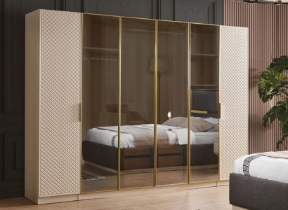 Elegant wardrobe in the bedroom luxurious wooden furniture cabinets wardrobe